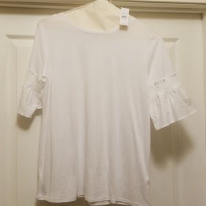 White ruffle sheet sleeve tshirt